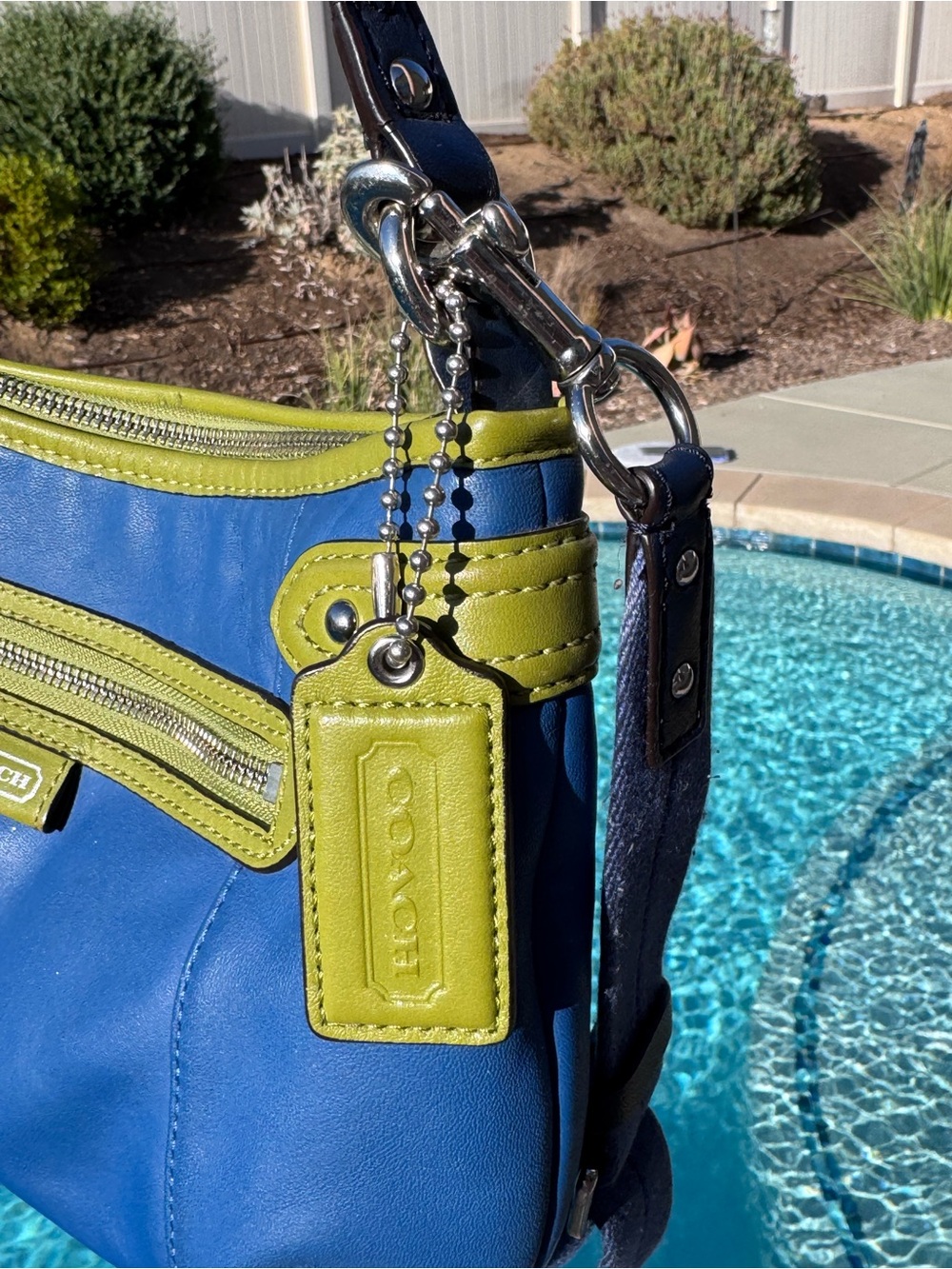Coach Daisy Spectator Glovetanned blue and green leather EUC - Picture 6 of 17